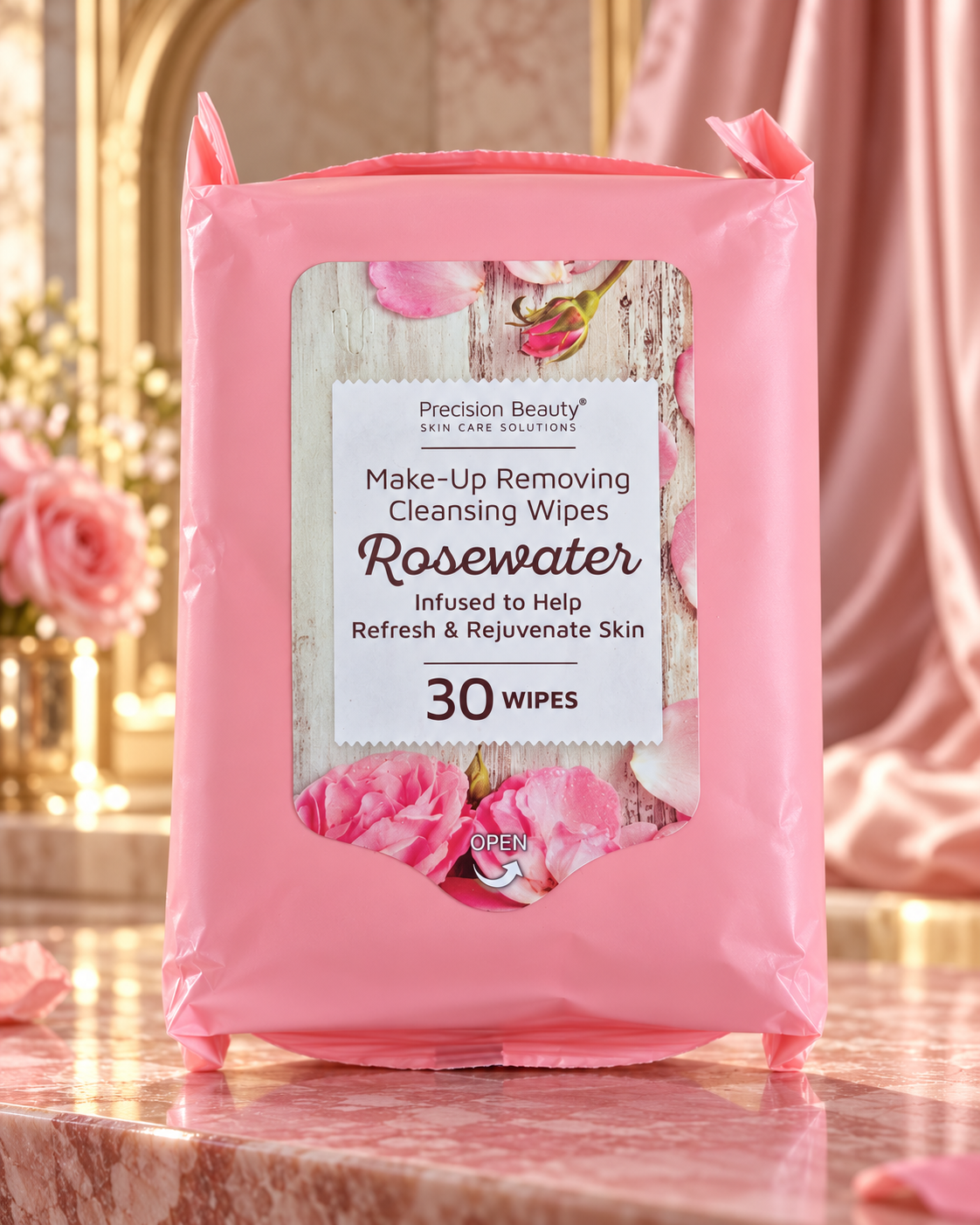 Precision Beauty Rosewater Make-Up Removing Cleansing Wipes,30 wipes