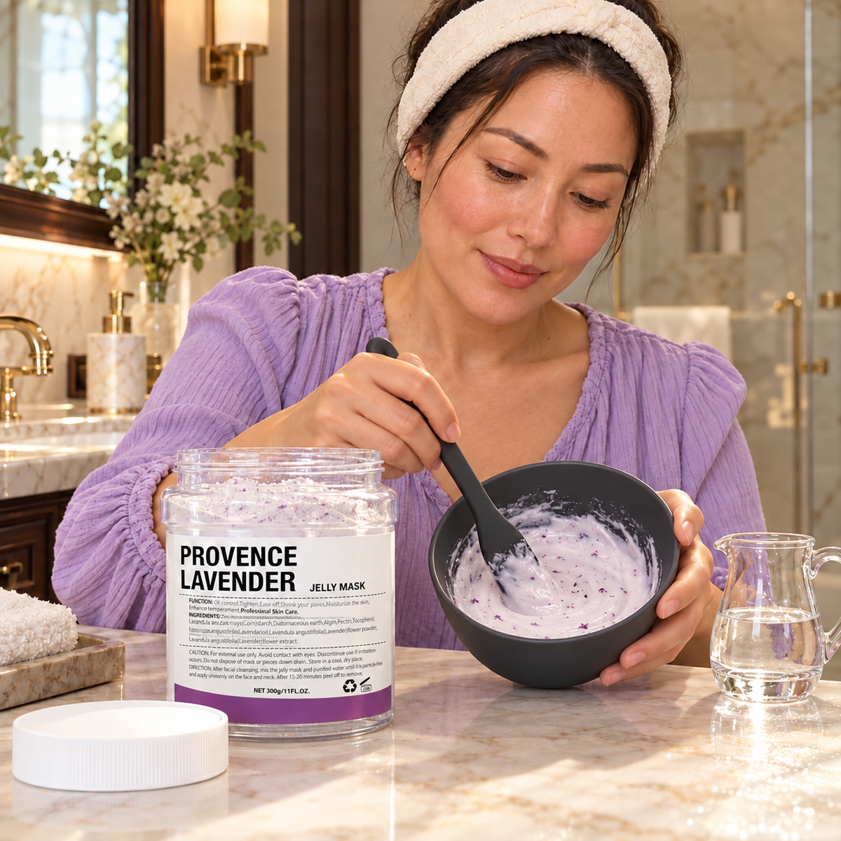 Provence Lavender 300g jelly mask — mixing the facial mask with water