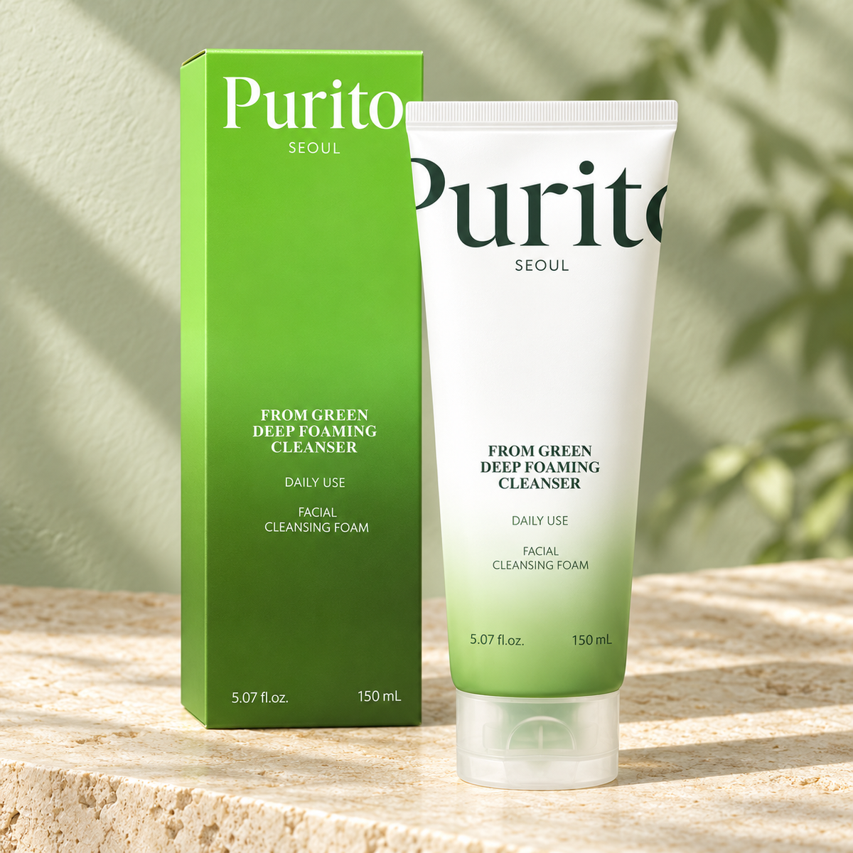 Purito SEOUL From Green Deep Foaming Cleanser 150ml — bottle and matching retail carton