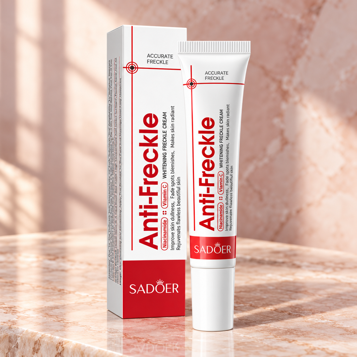 SADOER Niacinamide + Vitamin C Anti-Freckle Whitening Cream — package and product
