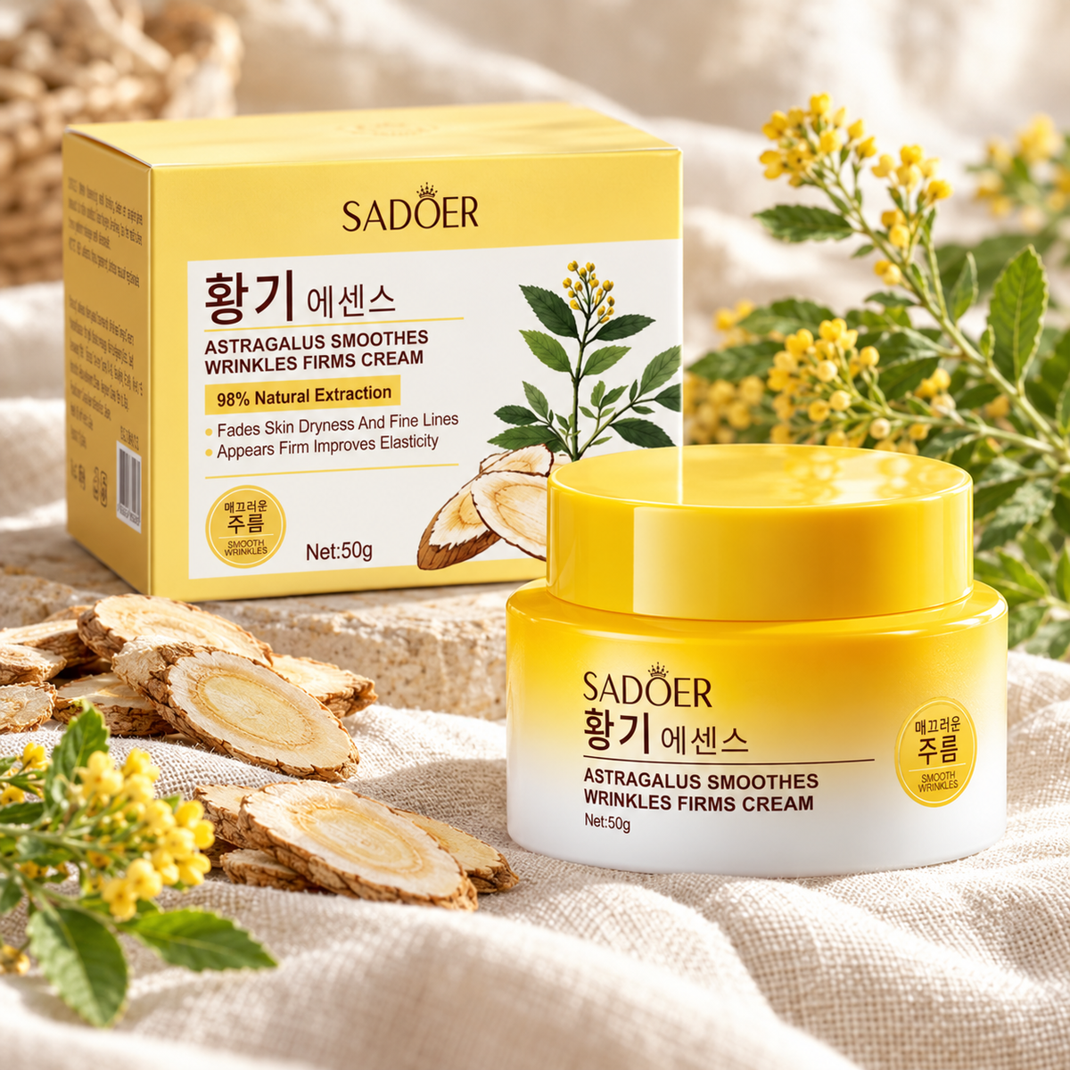 SADOER Astragalus Cream 50 g — botanical still life