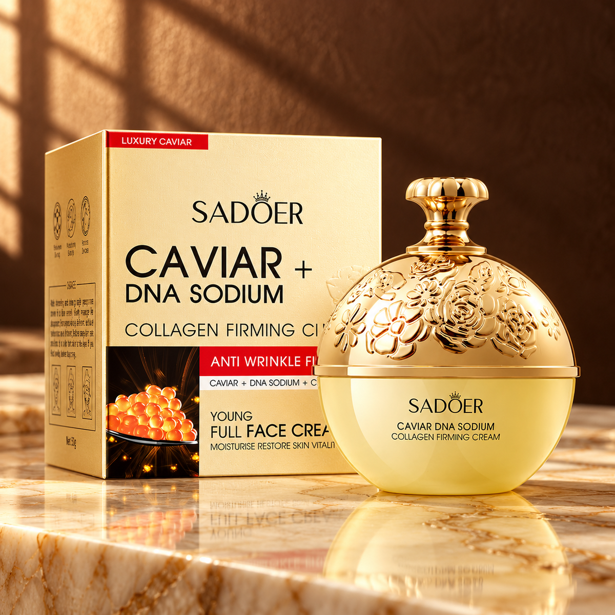 SADOER Caviar DNA Sodium Collagen Firming Cream30g with matching carton