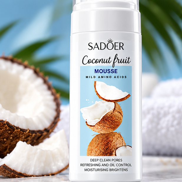 SADOER Coconut Fruit Cleansing Mousse — 150 ml — front package close-up