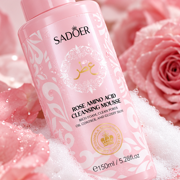 SADOER Rose Amino Acid Cleansing Mousse — 150 ml — front package close-up