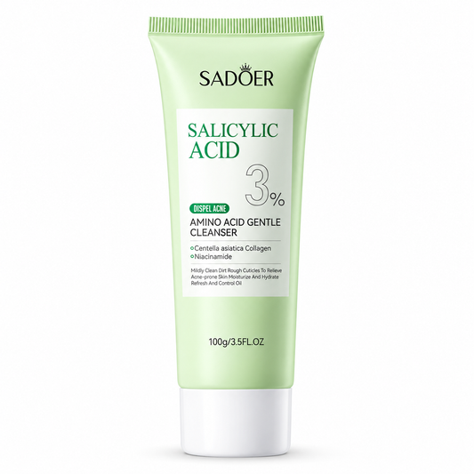 SADOER Salicylic Acid Amino Acid Gentle Cleanser, 100 g — front tube with legible label