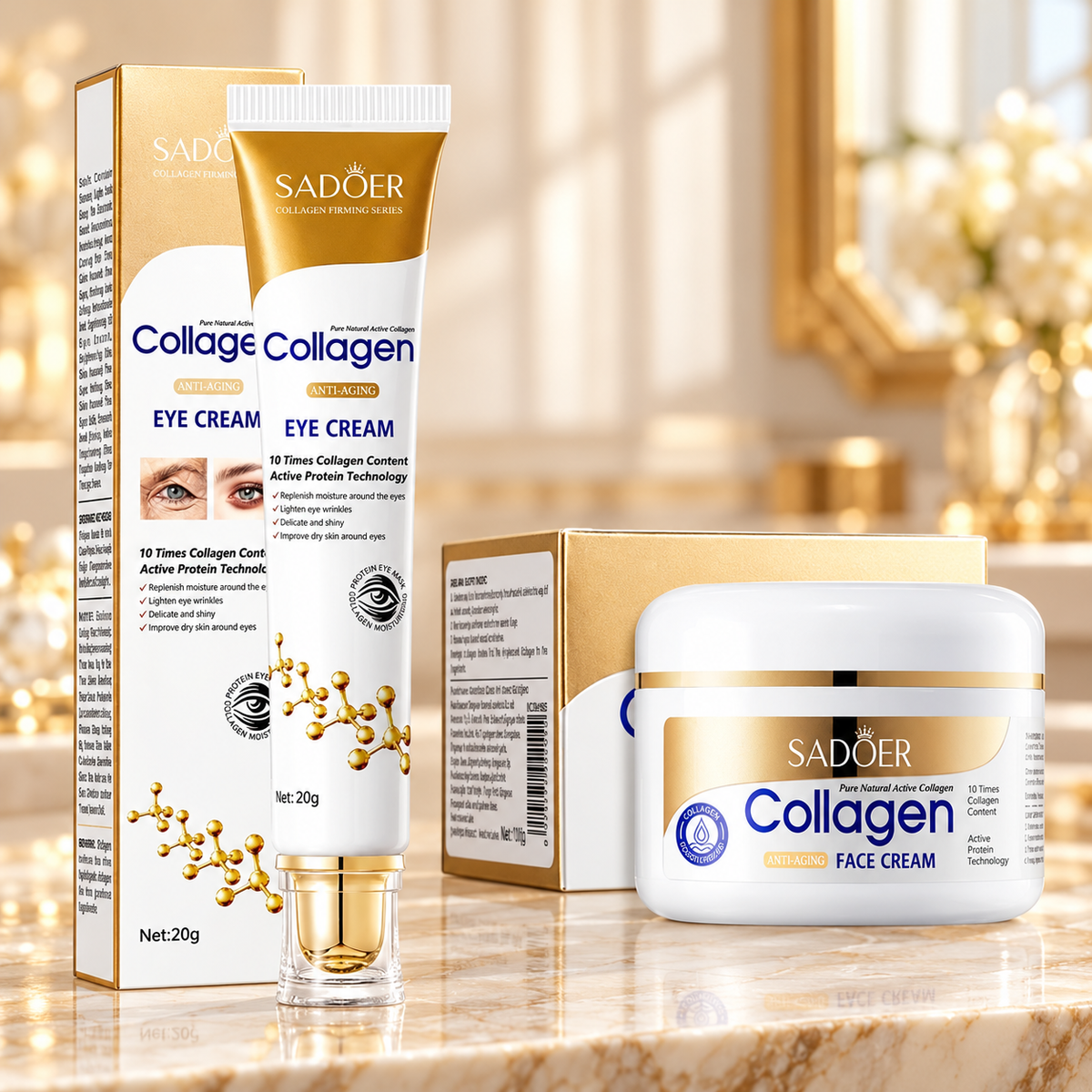 SADOER Collagen set —20g eye cream and100g face cream with matching cartons
