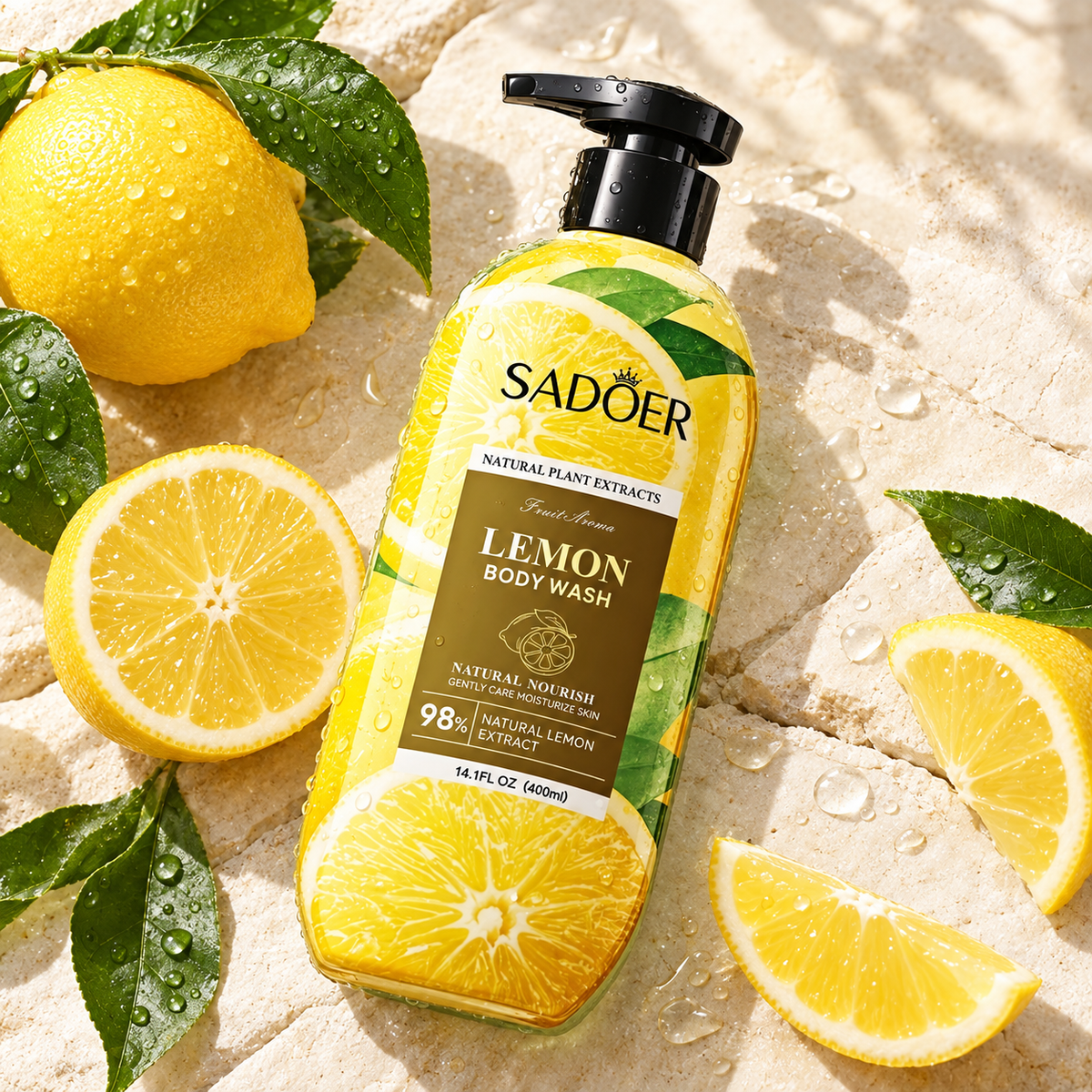 SADOER Lemon Body Wash with fresh lemons