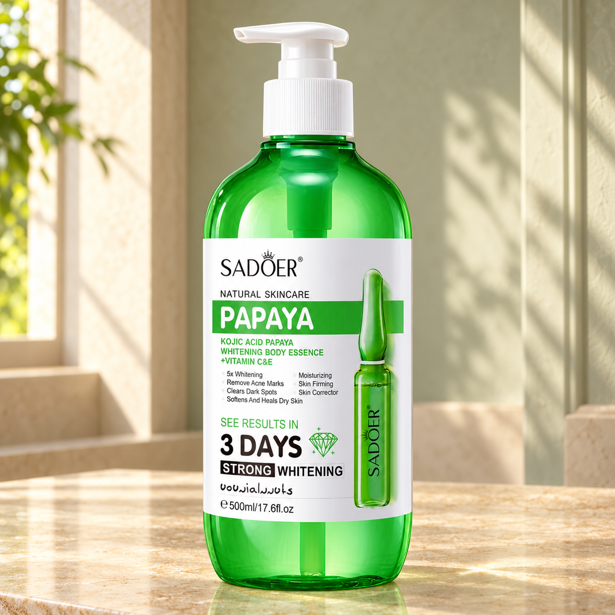 SADOER Papaya Body Serum — 500 ml — product presentation