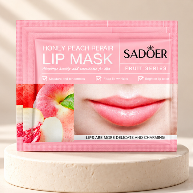 SADOER Honey Peach lip masks — single packet detail