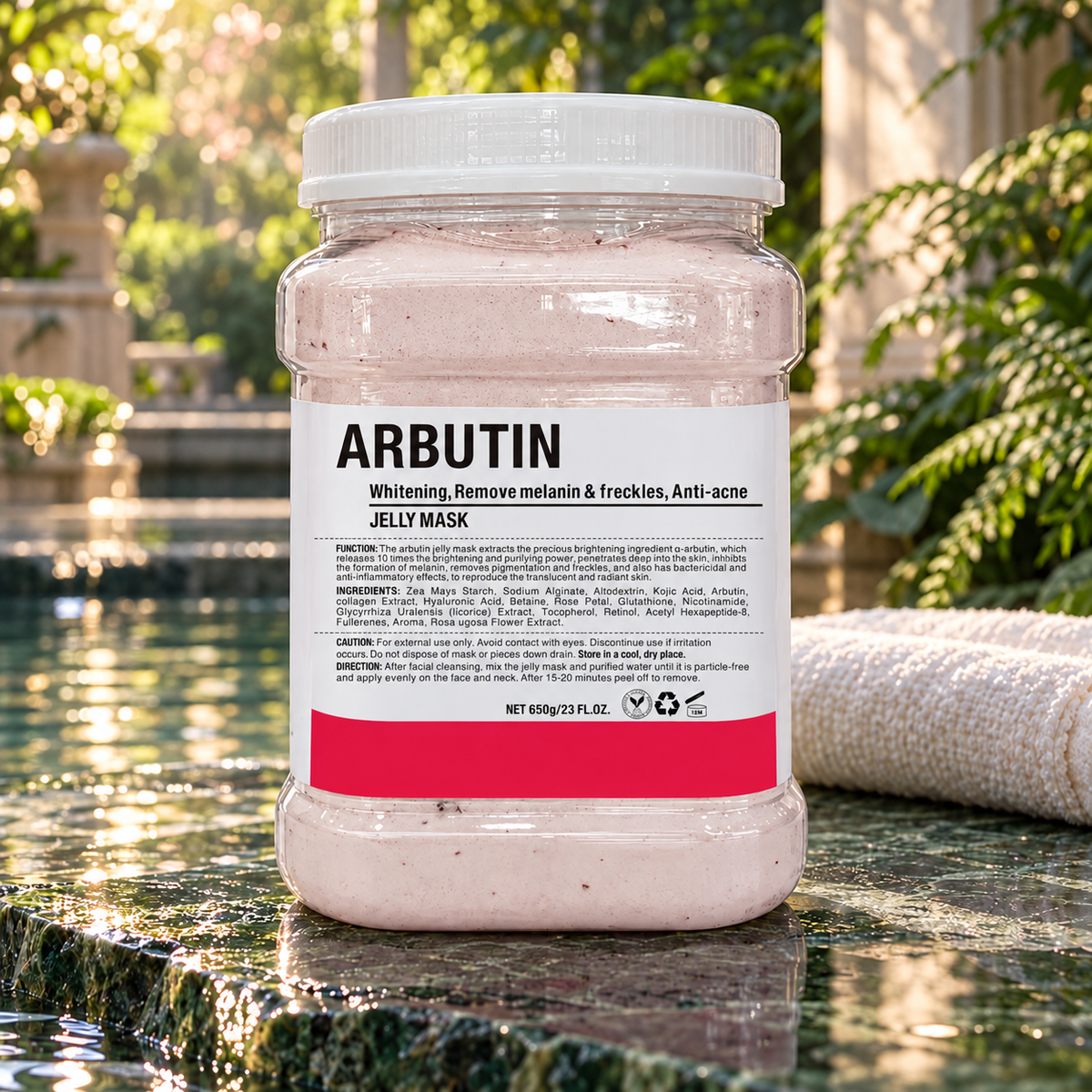 Arbutin Jelly Mask - 650 g, formula-inspired editorial setting