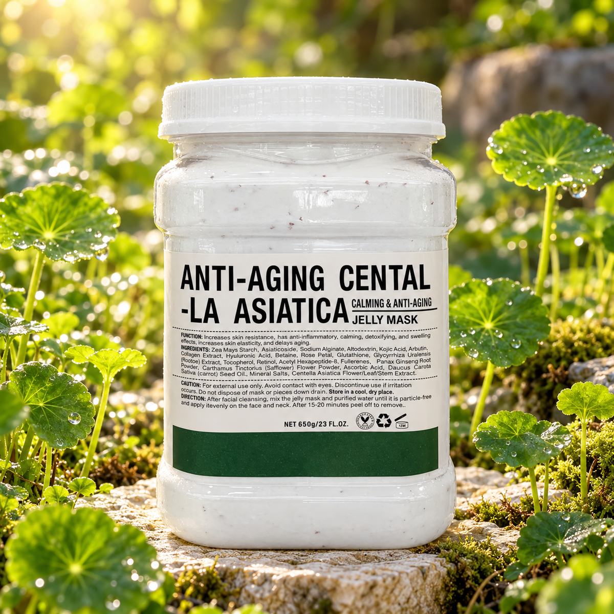 Centella Asiatica Jelly Mask - 650 g in a botanical garden setting