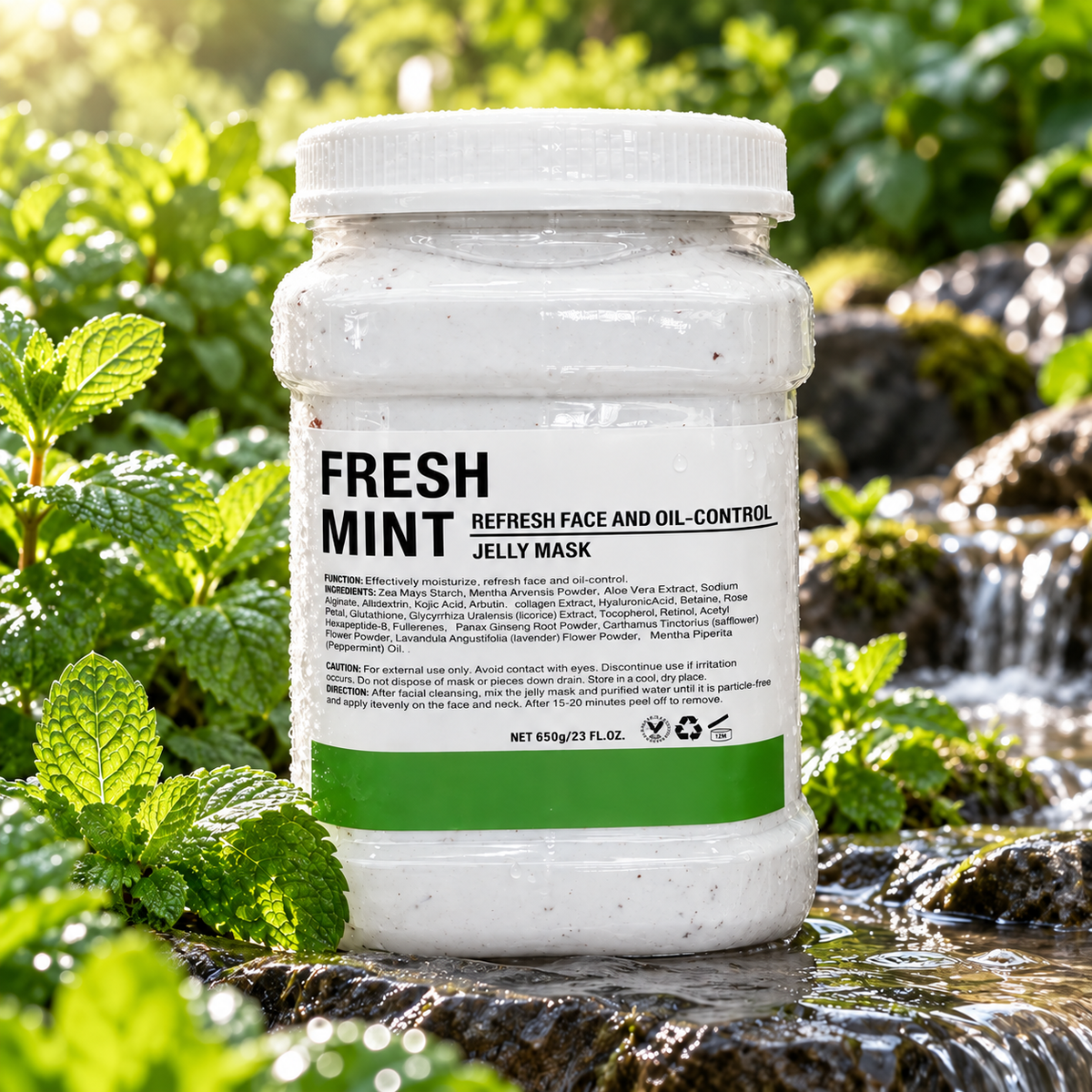 Fresh Mint Jelly Mask - 650 g, formula-inspired editorial setting