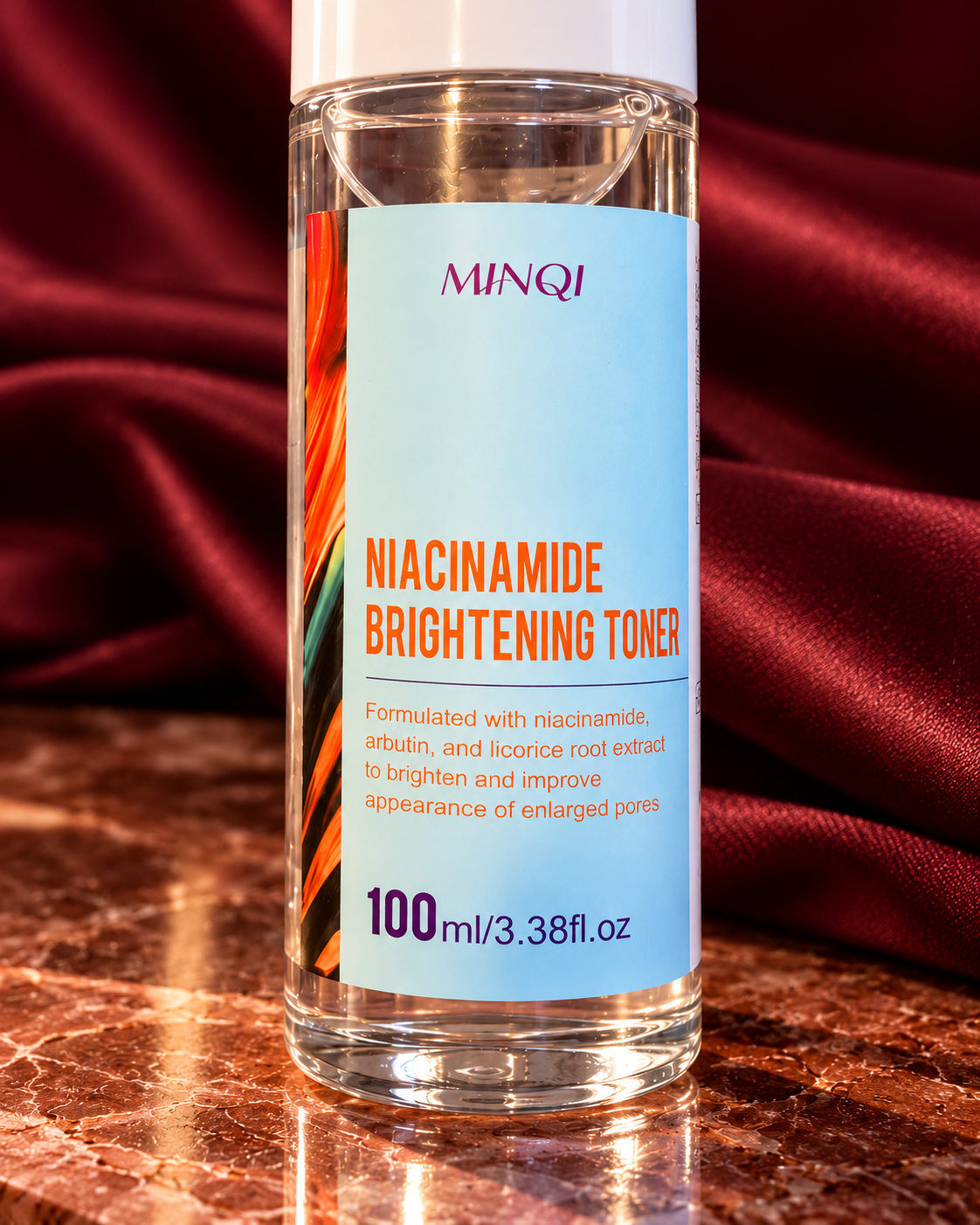 MINQI Niacinamide Brightening Toner 100 ml — front label and package size detail