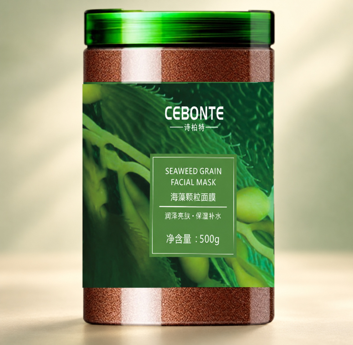 CEBONTE Seaweed Grain Facial Mask, 500 g jar with green lid