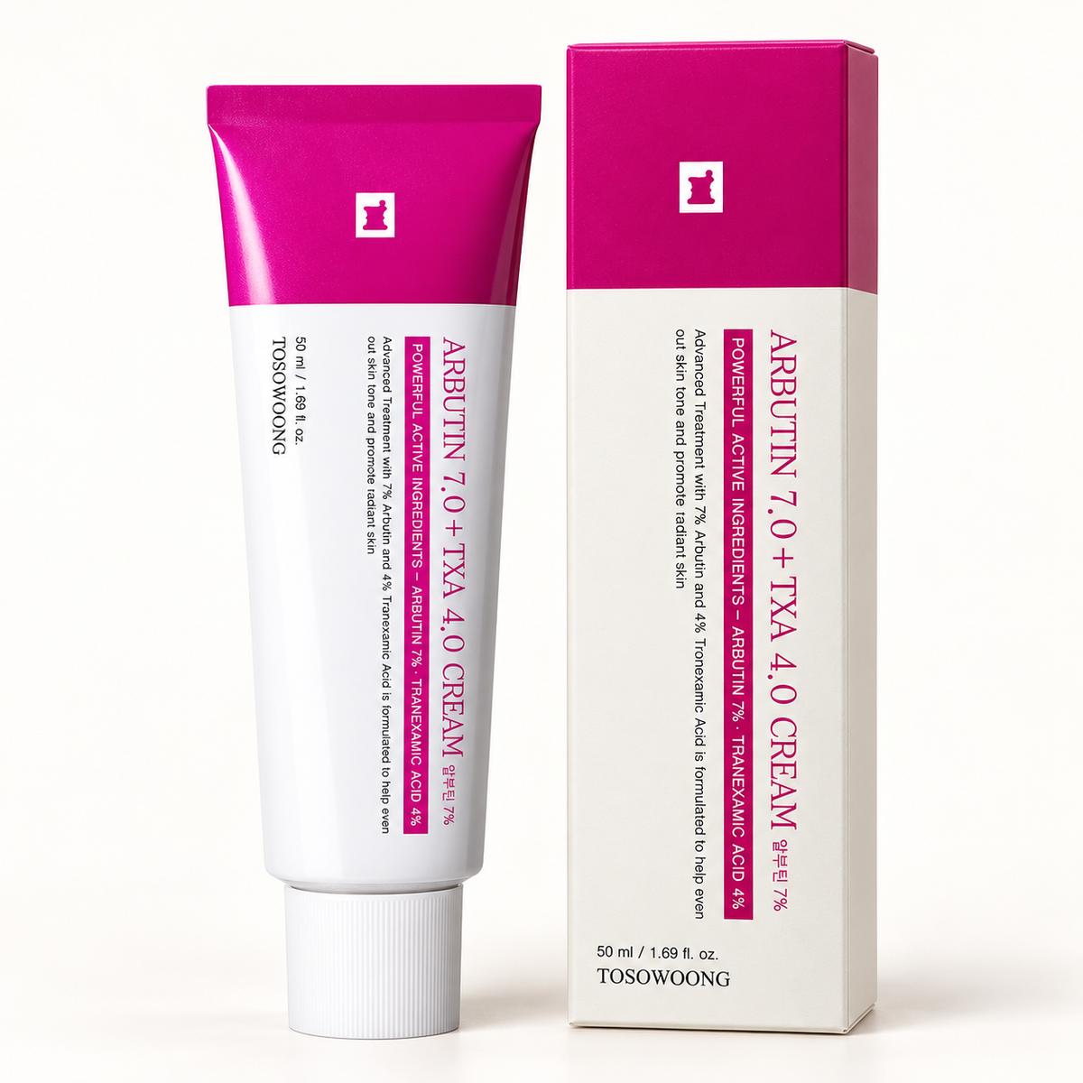 TOSOWOONG Arbutin 7.0 + TXA 4.0 Cream 50 ml tube and matching carton