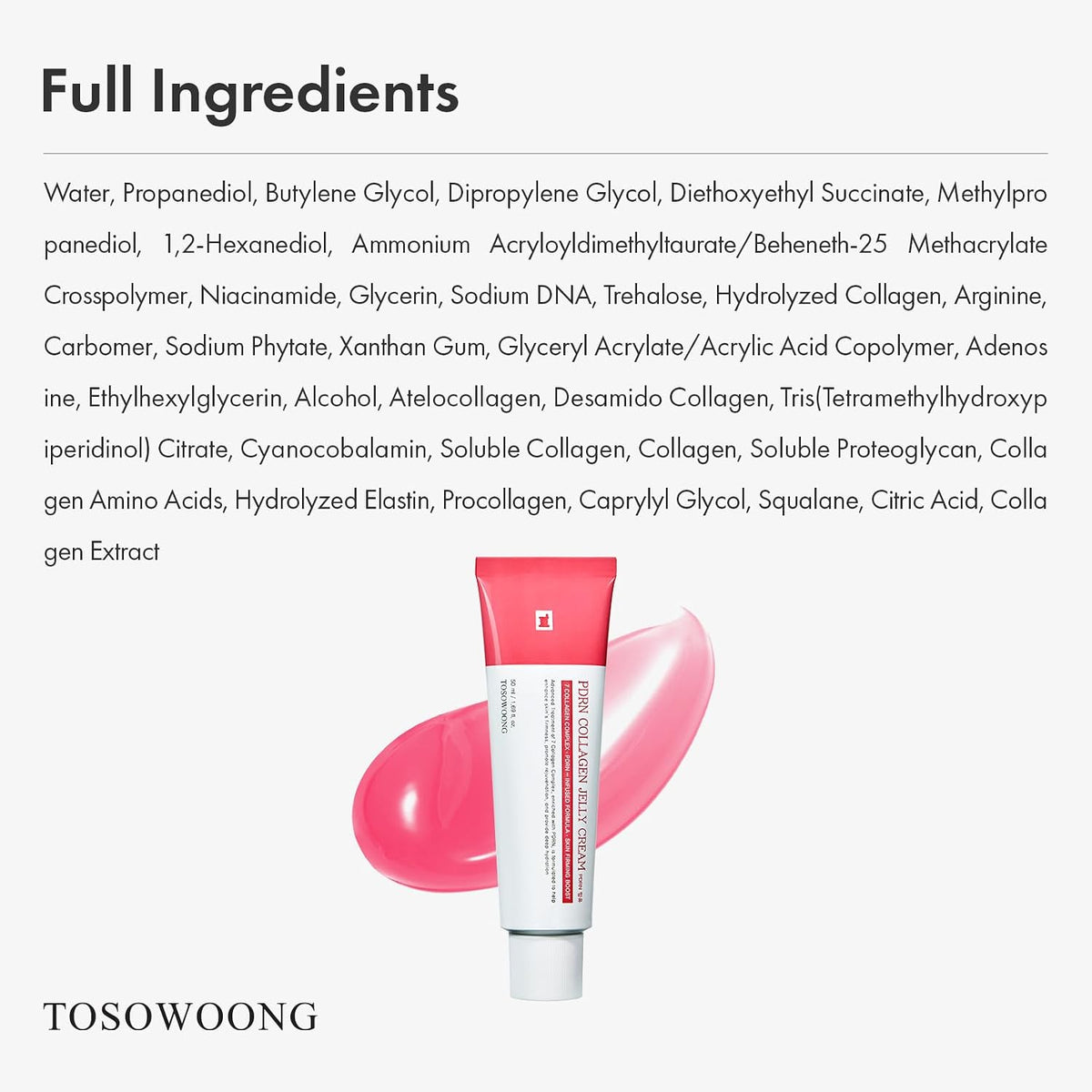 TOSOWOONG full ingredient list for this formula