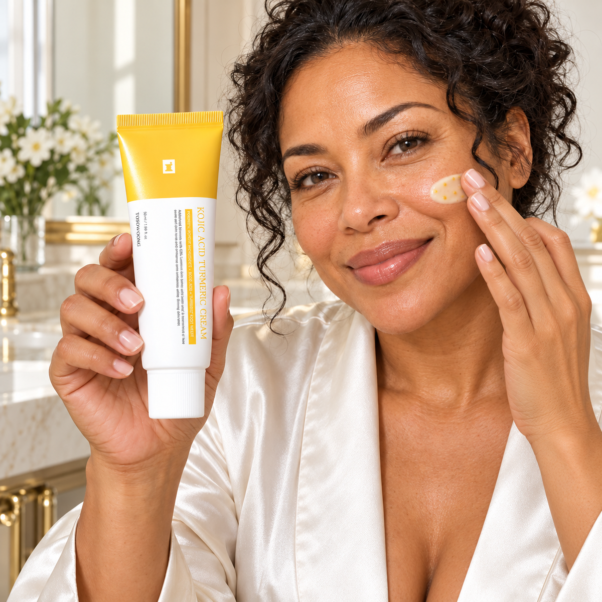 Illustrative model applying TOSOWOONG kojic cream