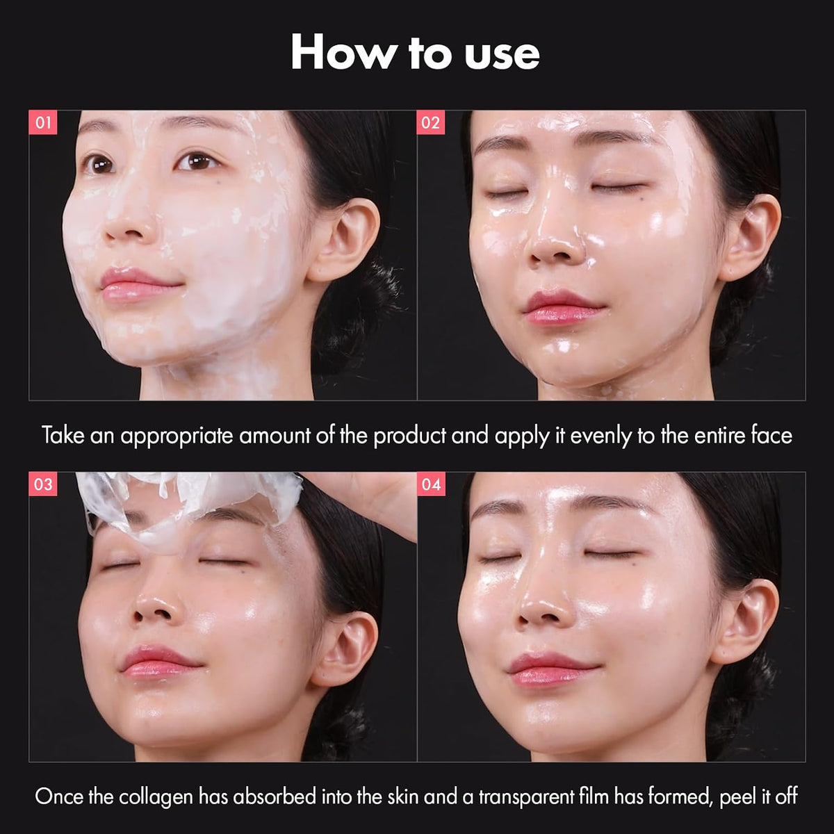 TOSOWOONG Real Collagen Fit application and peel-off directions