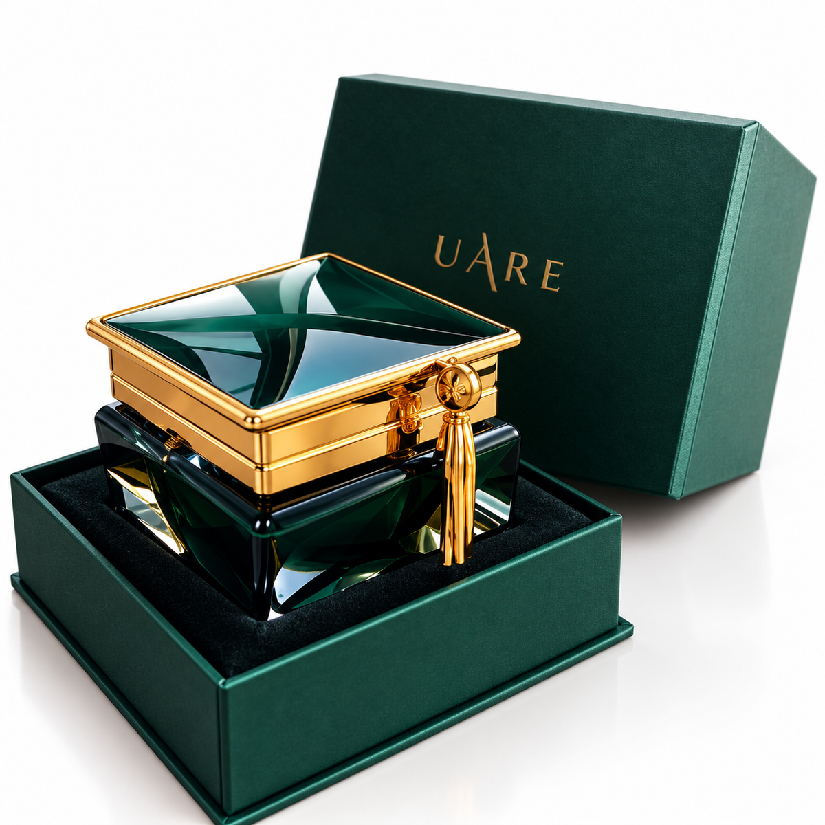 UARE green and gold facial cream hero