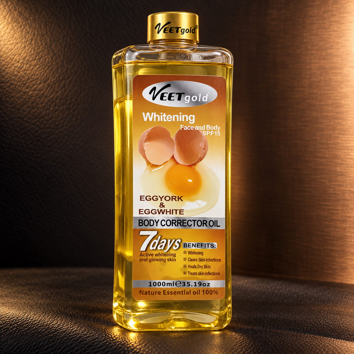 Veet Gold Egg Yolk and Egg White Oil 1000 ml sealed bottle in an original detail product scene