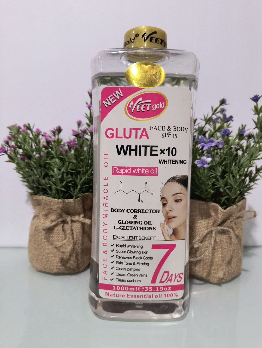 Veet Gold Gluta White x10 oil 1000 ml front label