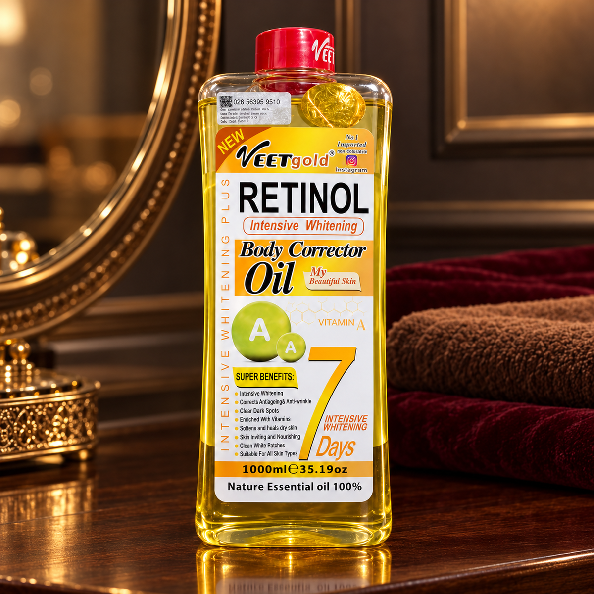 Veet Gold Retinol Oil 1000 ml – vanity original product scene
