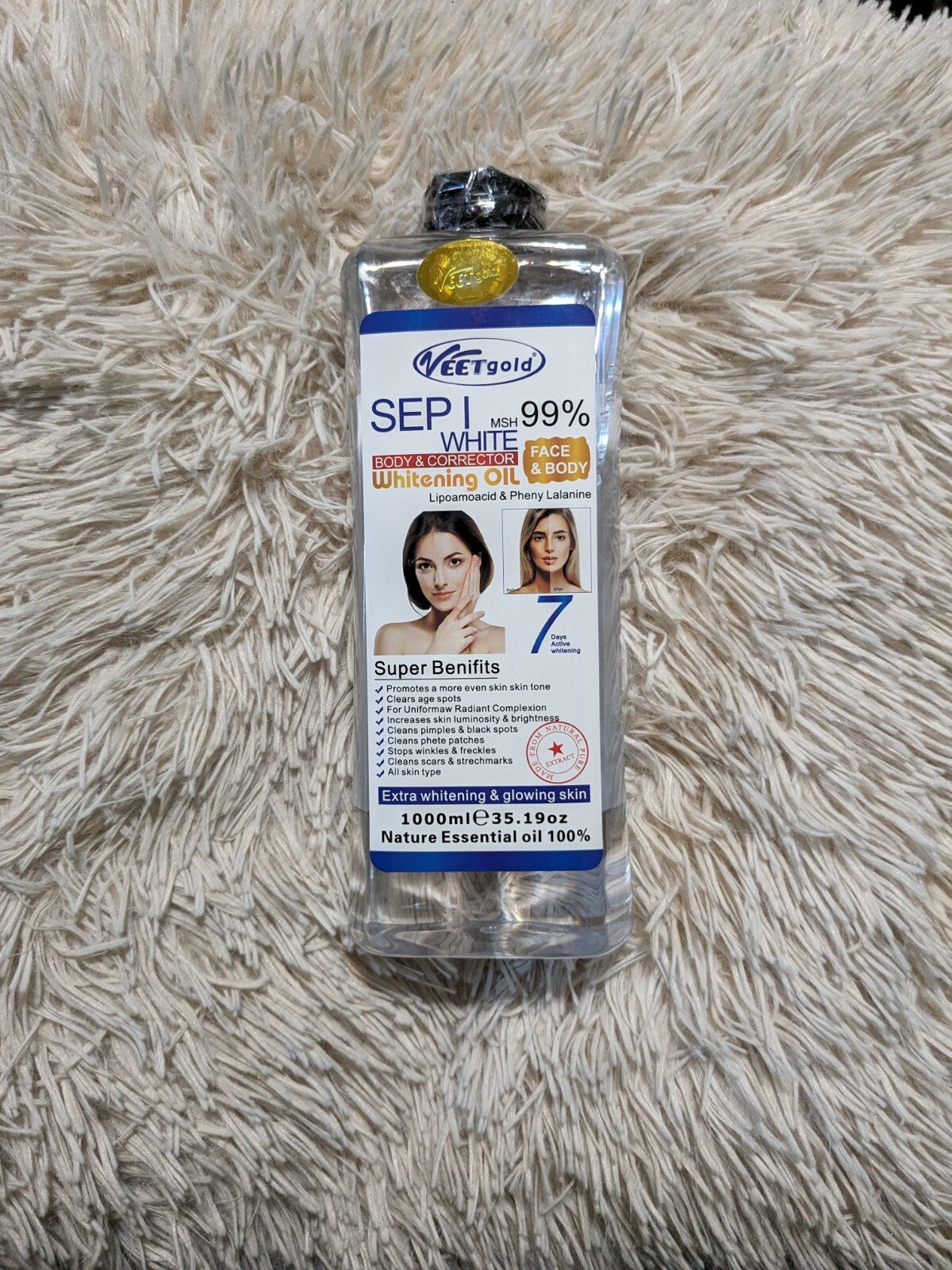 Veet Gold Sepi White face and body oil 1000 ml front label