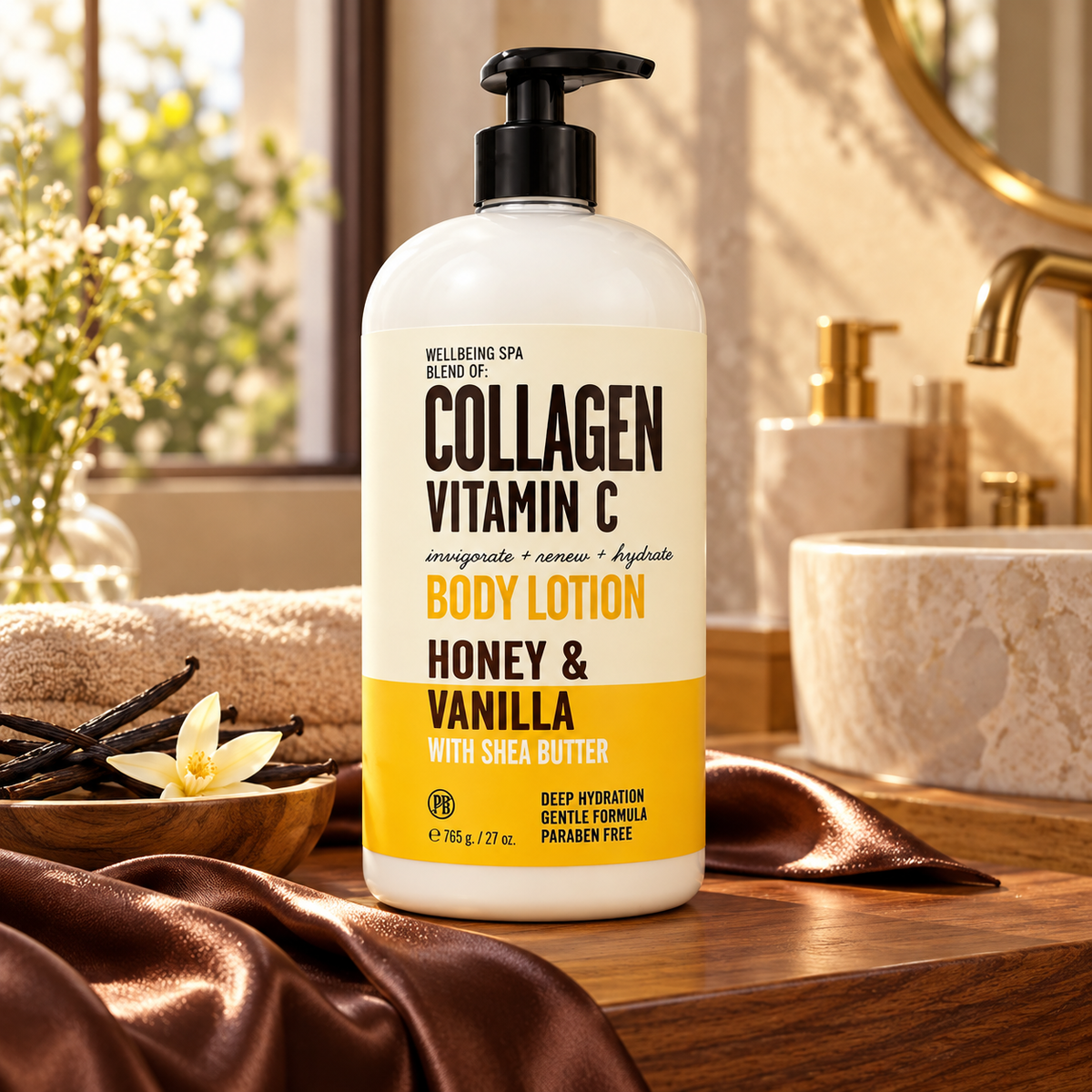 Wellbeing Spa Collagen Vitamin C Honey and Vanilla Body Lotion — hero