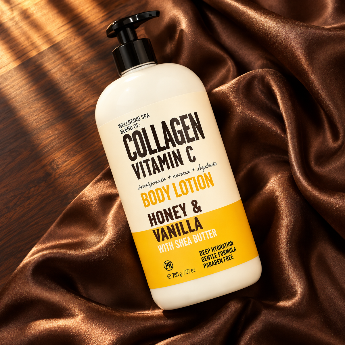 Wellbeing Spa Collagen Vitamin C Honey and Vanilla Body Lotion — bottle detail
