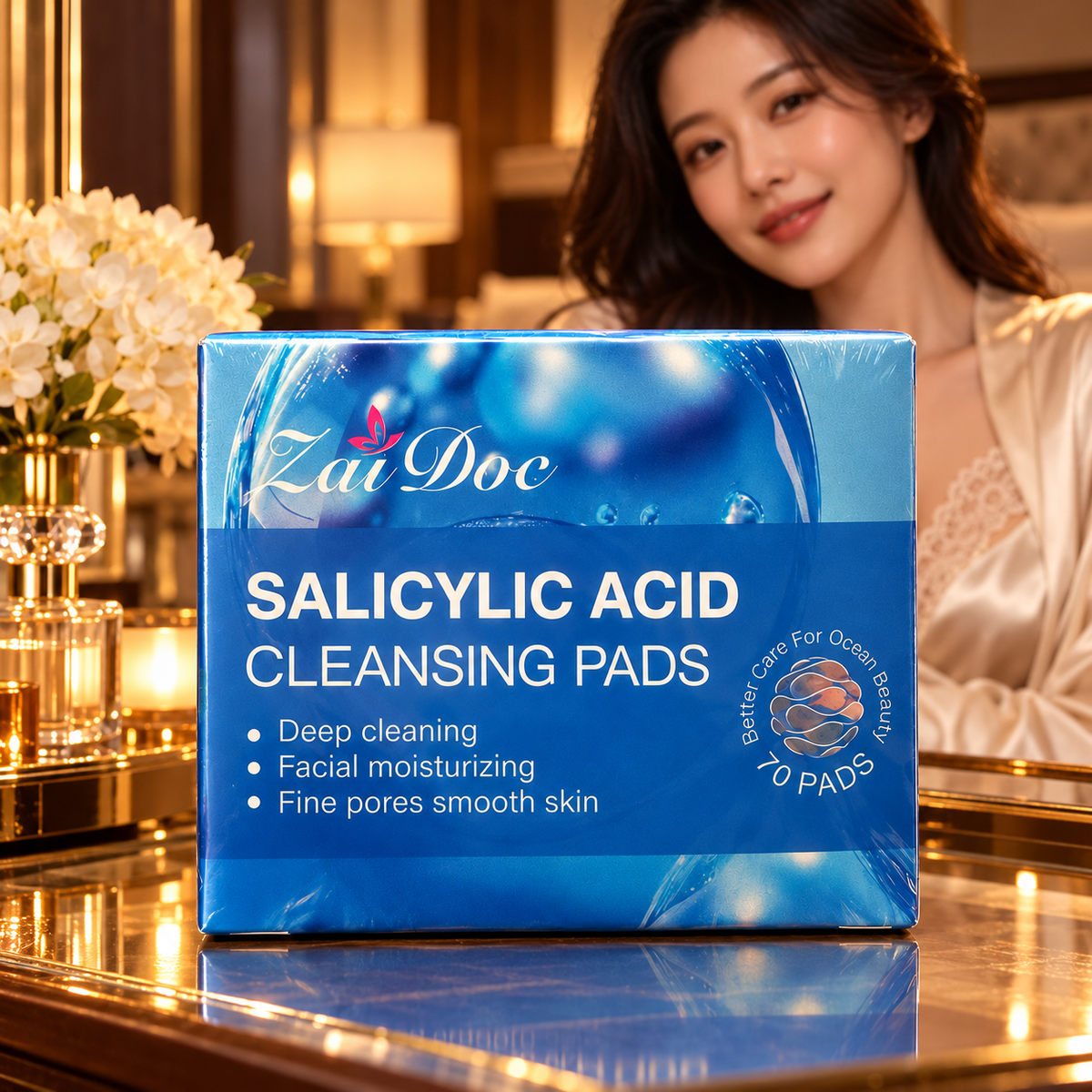 ZaiDoc Salicylic Acid Cleansing Pads — clear packaging close-up
